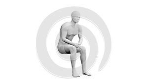 Beautiful young man posing, isolated on white background. 3d illustration (rendering). Android, mannequin