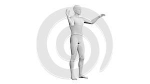 Beautiful young man posing, isolated on white background. 3d illustration (rendering). Android, mannequin