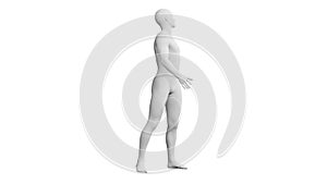 Beautiful young man posing, isolated on white background. 3d illustration (rendering). Android, mannequin