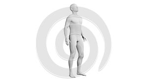 Beautiful young man posing, isolated on white background. 3d illustration (rendering). Android, mannequin
