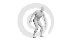 Beautiful young man posing, isolated on white background. 3d illustration (rendering). Android, mannequin
