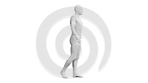 Beautiful young man posing, isolated on white background. 3d illustration (rendering). Android, mannequin