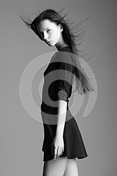 beautiful young model posing in the studio with different emotions.