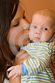 Beautiful Young Mother and Infant Boy photo