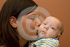 Beautiful Young Mother and Infant Boy