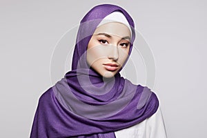 beautiful young muslim woman with Make-up. beauty girl in hijab