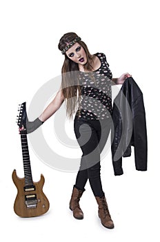 Beautiful young rocker girl dressed in black