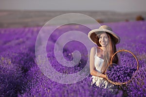 Beautiful young teen girl outdoors portrait. Brunette in hat wit