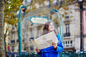 Beautiful young tourist in Paris