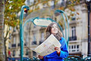 Beautiful young tourist in Paris,