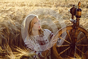 Beautiful young Ukrainian girl in traditional dress