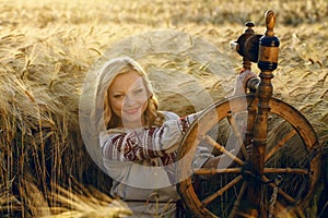 Beautiful young Ukrainian girl in traditional dress