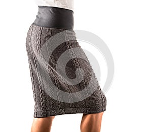 Beautiful young unidentified woman in skirt