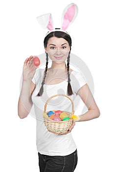 Beautiful young woman as easter bunny