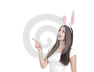 Beautiful young woman as easter bunny