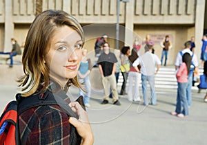 Beautiful Young Woman On College Campus