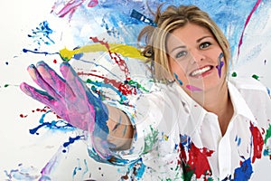 Beautiful Young Woman Covered in Paint