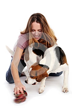 Beautiful young woman with dog