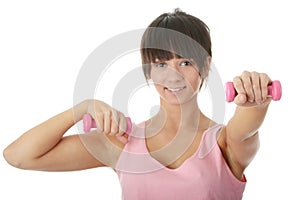 Beautiful young woman doing exercise