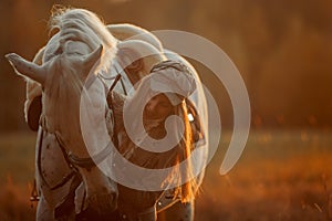 Beautiful young woman in English hunter wear style with Knabstrupper horse