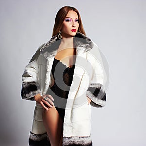 Beautiful young woman in fur.winter