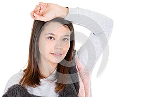 Beautiful young woman happy beauty isolated in white background