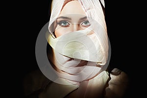 Beautiful young woman in hijab. beauty girl in hood