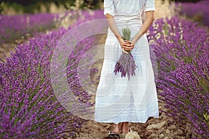 Bellissimo giovane donna possesso lavanda 