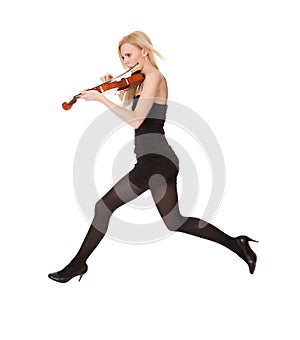 Beautiful young woman holding violin