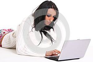 A beautiful young woman with laptop