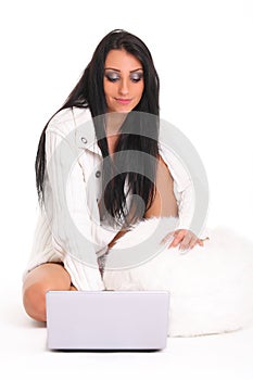 A beautiful young woman with laptop