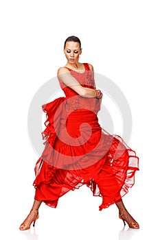 Beautiful young woman Latino dancer in action. Iso