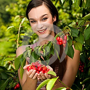 Beautiful young woman on lavander field - lavanda girl