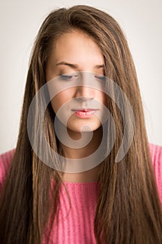 Beautiful young woman with long hair