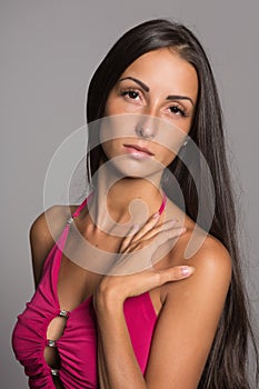 Beautiful young woman with long hair