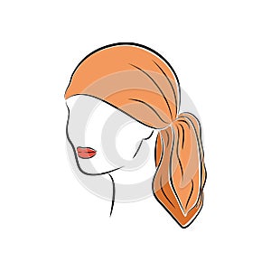 Beautiful Young Woman in an Orange Head Bandana