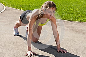 Beautiful young woman ready to run