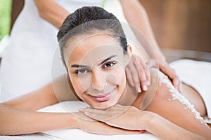 Beautiful young woman receiving spa treatment