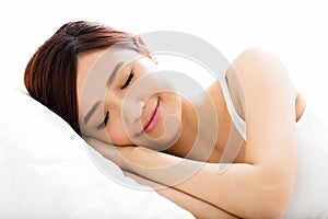 Beautiful young woman sleep on the bed