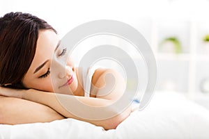 Beautiful young woman sleep on the bed