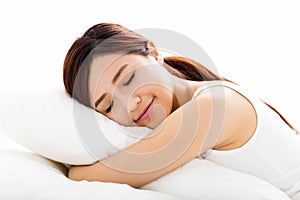 Beautiful young woman sleep on the bed