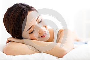 Beautiful young woman sleep on the bed