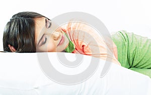 Beautiful young woman sleep in bed