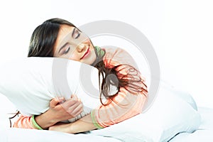 Beautiful young woman sleep in bed.