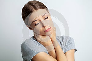 Beautiful Young Woman Suffering From Neck Pain