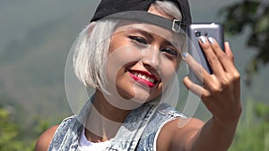 Beautiful Young Woman Taking Selfy