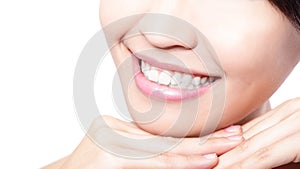 Beautiful young woman teeth close up