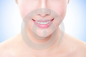 Beautiful young woman teeth close up