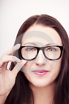 Beautiful young woman wearing glasses