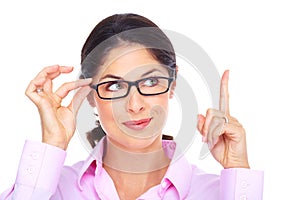 Beautiful young woman wearing glasses portrait.